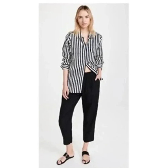 Madewell Linen Blend Track Trousers, Black, size Medium - Picture 1 of 7